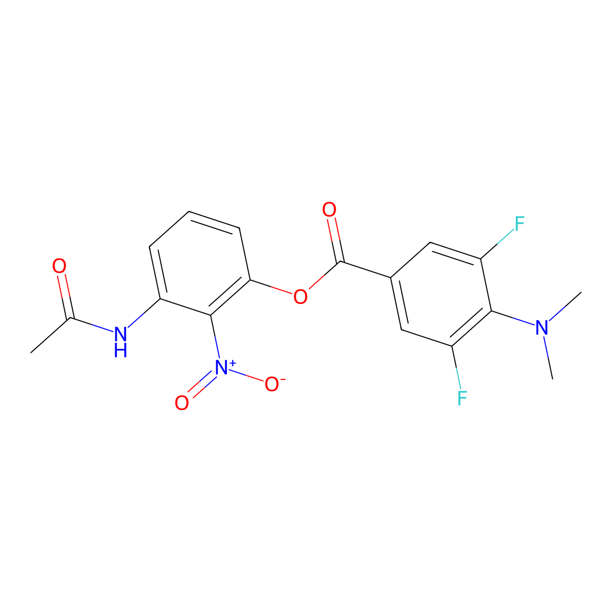 3-Acetamido-2-nitrophenyl 4-(dimethylamino)-3,5-difluorobenzoate molecular structure, CAS 1864063-33-1