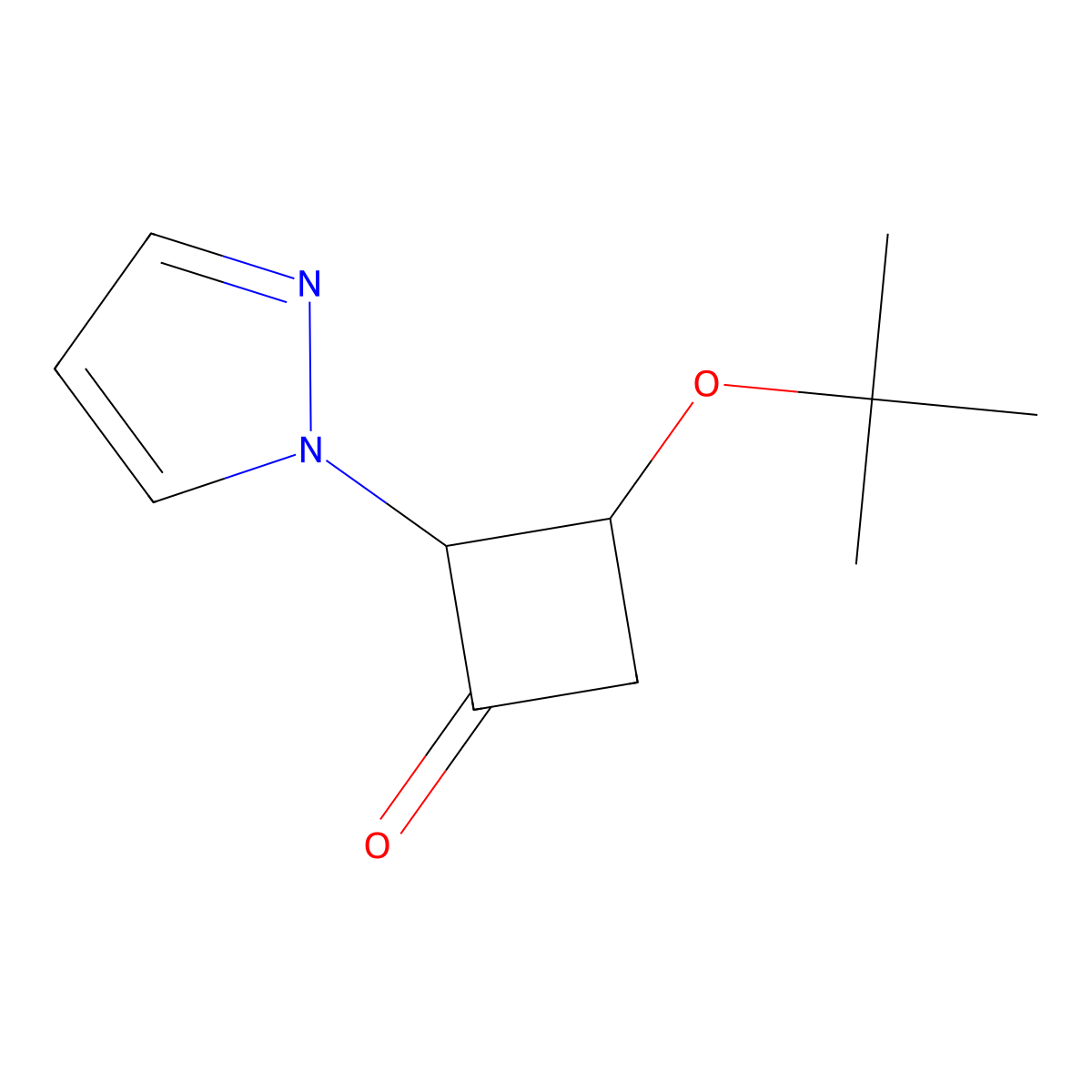 3-(tert-butoxy)-2-(1H-pyrazol-1-yl)cyclobutan-1-one molecular structure, CAS 1864063-42-2
