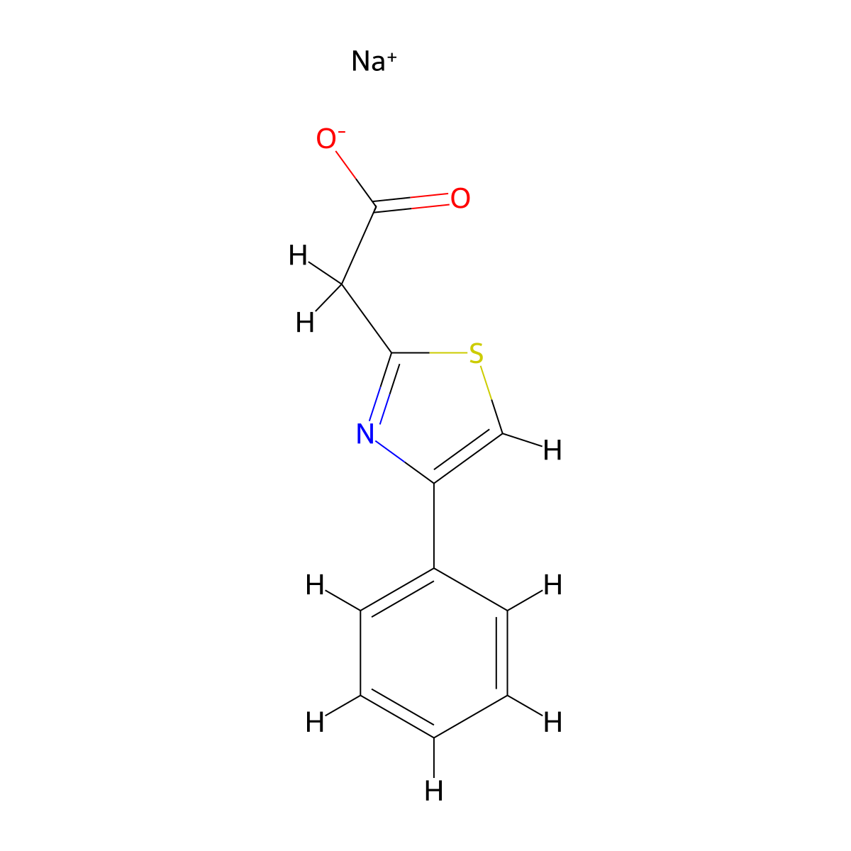 Sodium 2-(4-phenyl-1,3-thiazol-2-yl)acetate molecular structure, CAS 1864063-48-8
