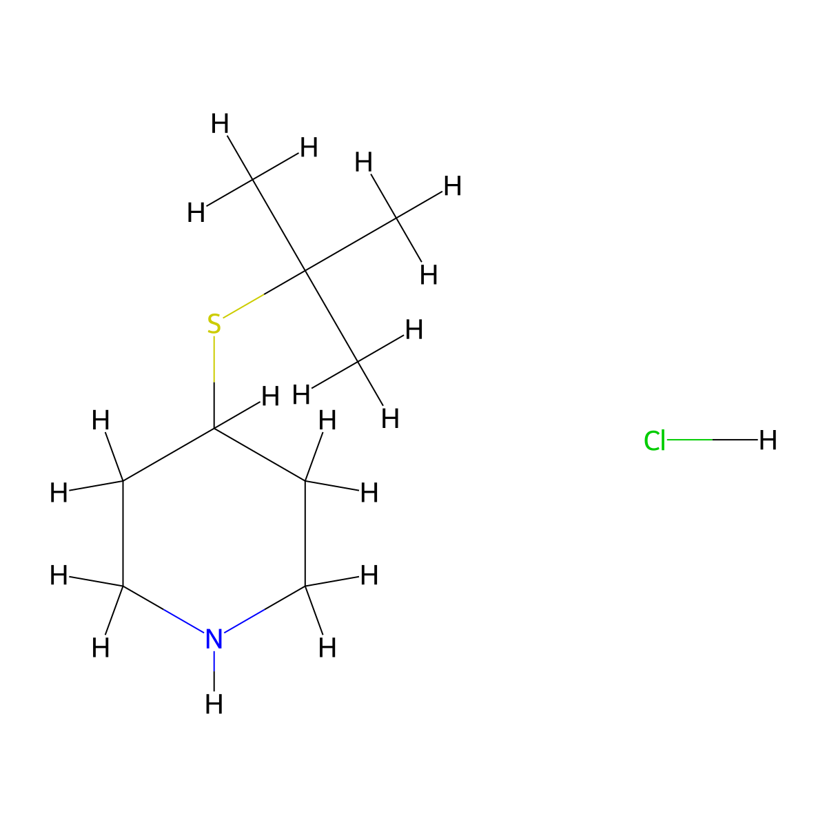 4-(Tert-butylsulfanyl)piperidine hydrochloride molecular structure, CAS 1864063-52-4