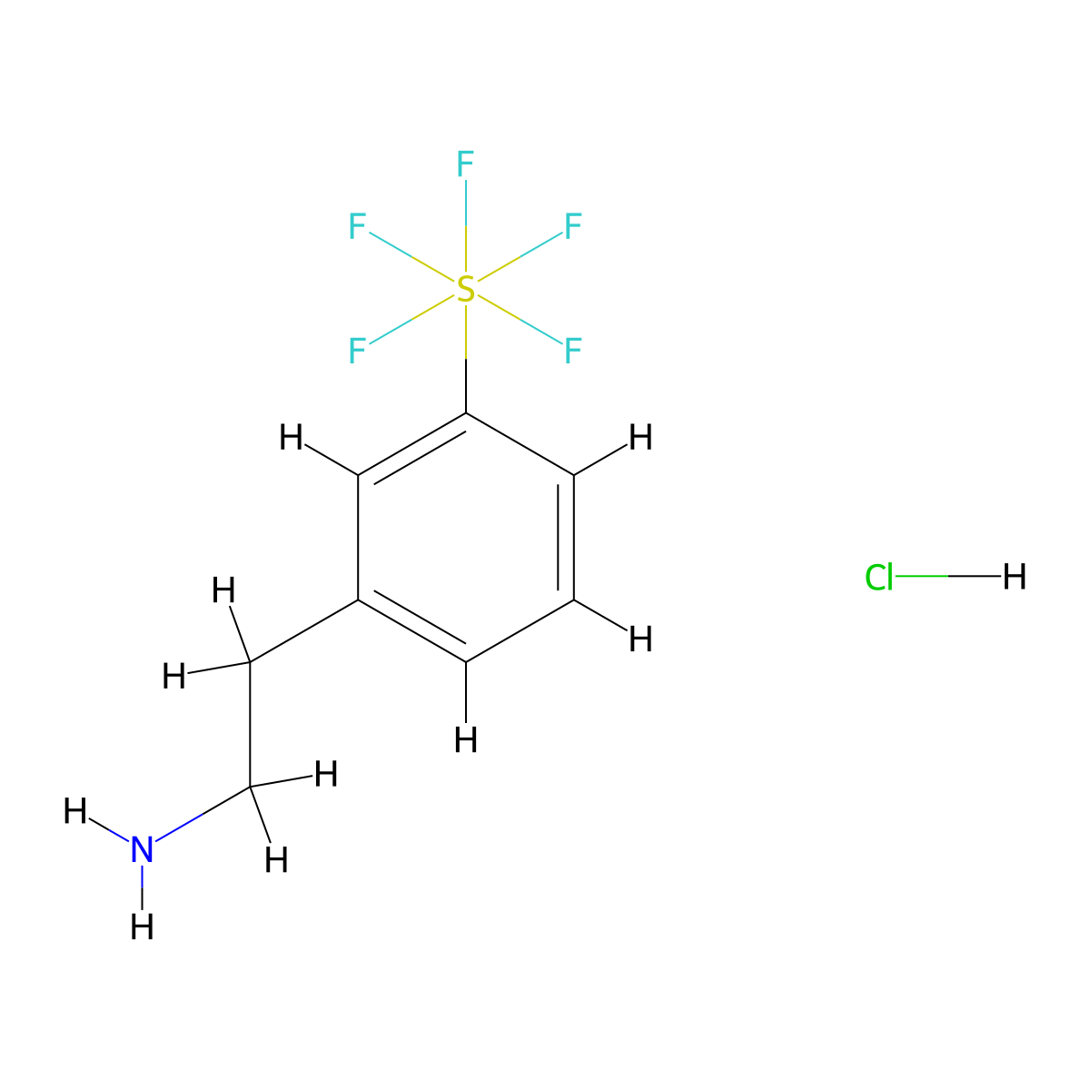 2-[3-(Pentafluoro-lambda6-sulfanyl)phenyl]ethan-1-amine hydrochloride molecular structure, CAS 1864063-59-1