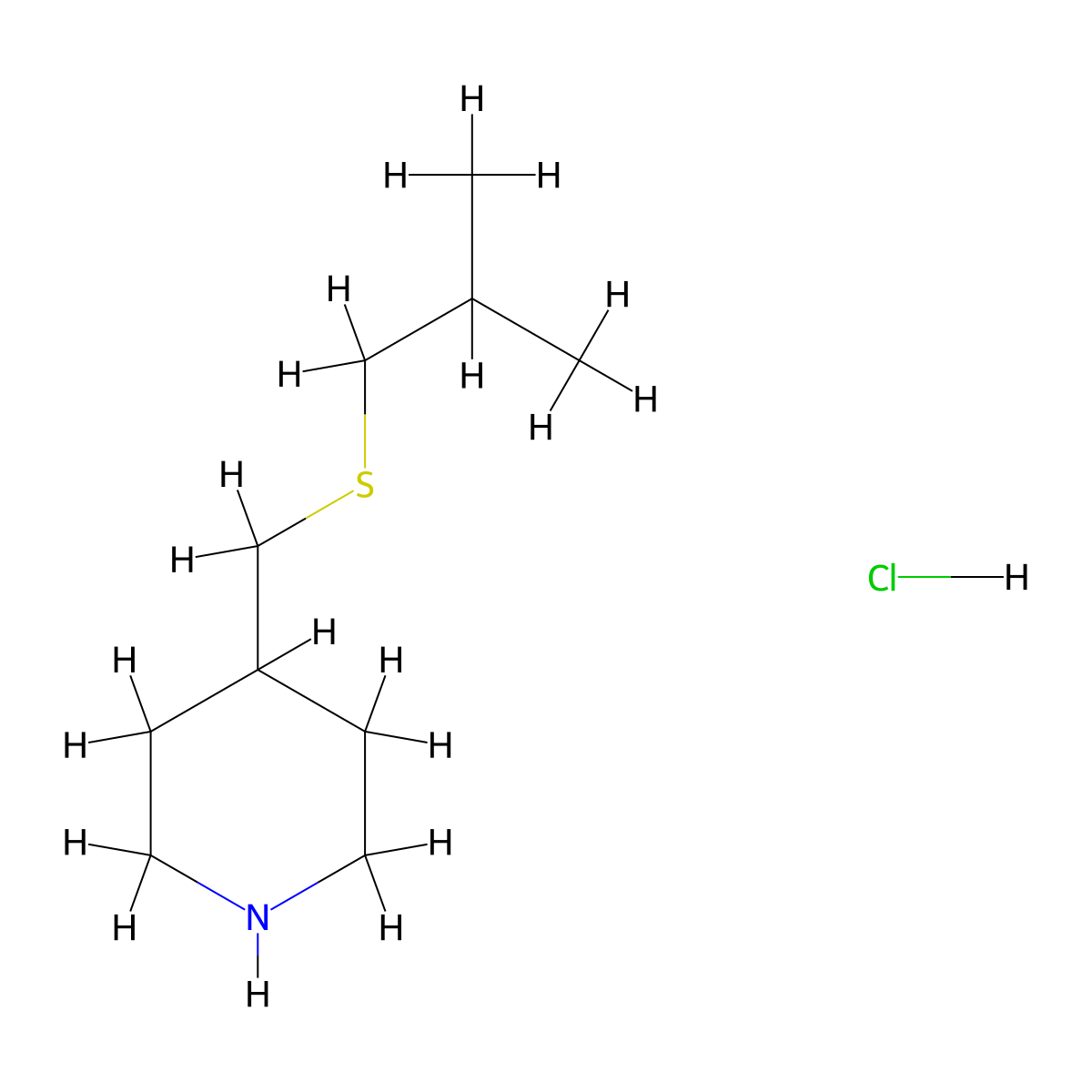 4-([(2-Methylpropyl)sulfanyl]methyl)piperidine hydrochloride molecular structure, CAS 1864063-61-5