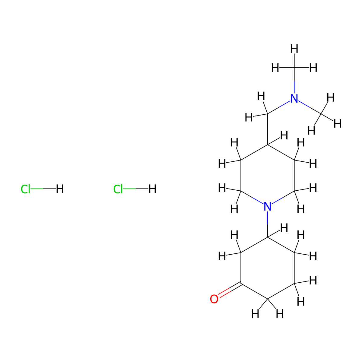 3-{4-[(Dimethylamino)methyl]piperidin-1-yl}cyclohexan-1-one dihydrochloride molecular structure, CAS 1864063-69-3