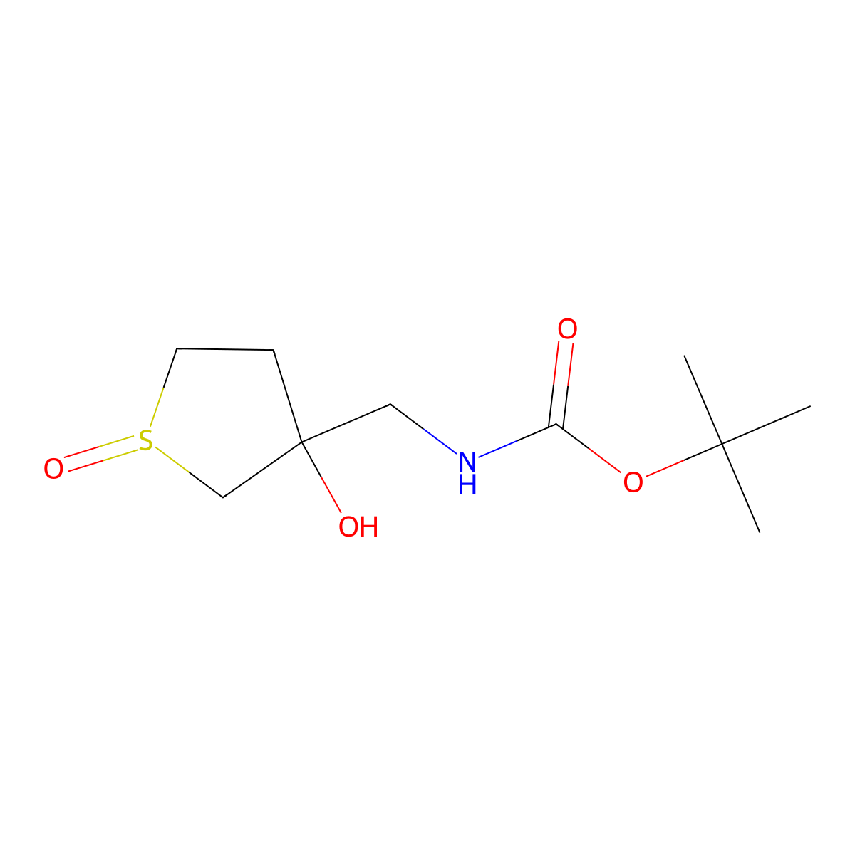 tert-butyl N-[(3-hydroxy-1-oxo-1lambda4-thiolan-3-yl)methyl]carbamate molecular structure, CAS 1864064-02-7