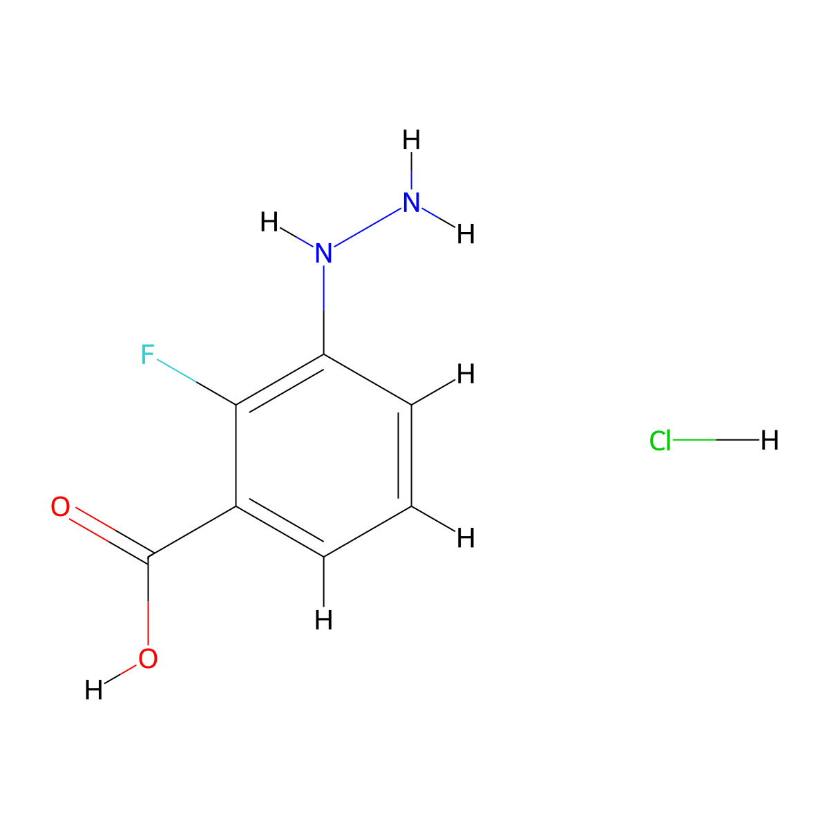 2-Fluoro-3-hydrazinylbenzoic acid hydrochloride molecular structure, CAS 1864064-13-0