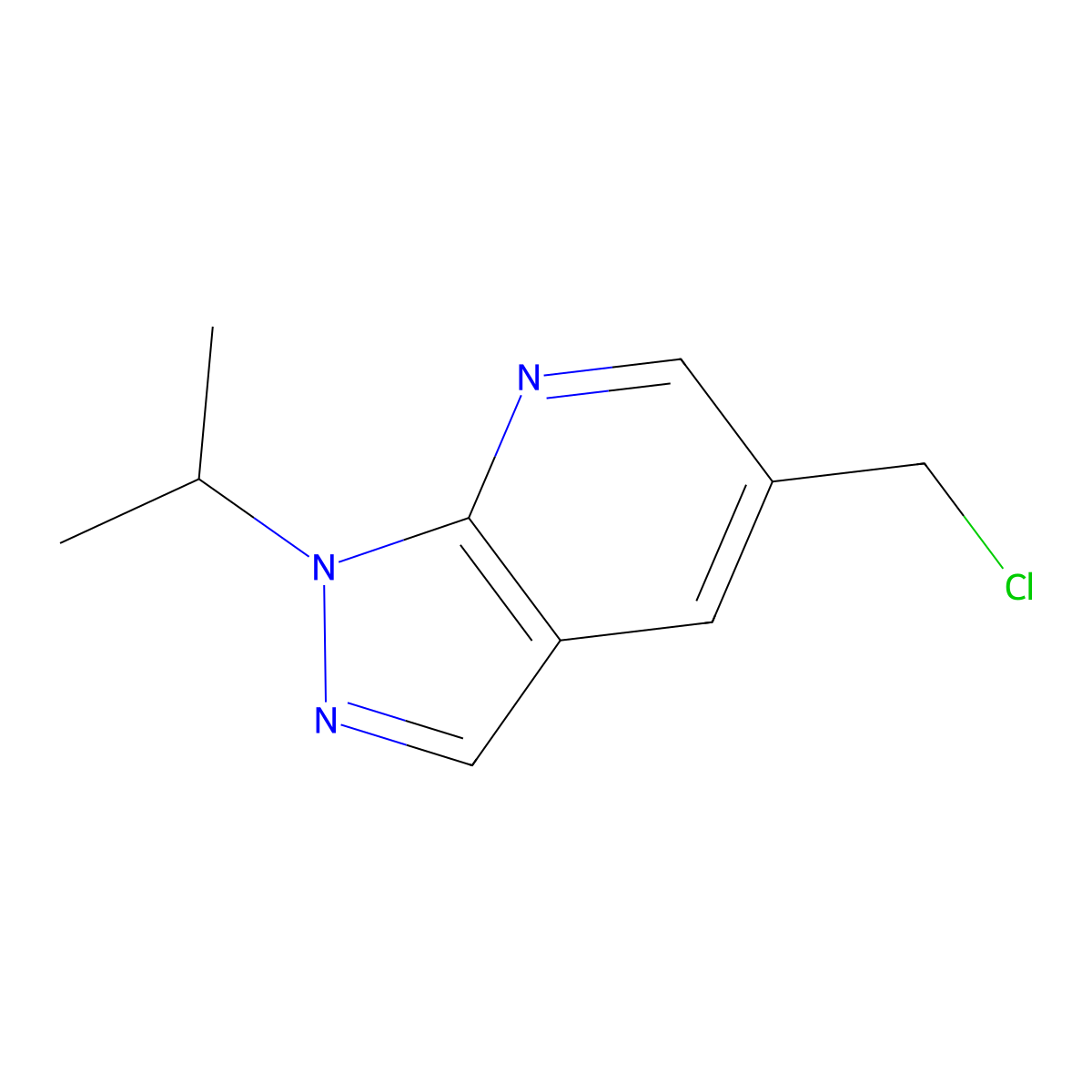 5-(chloromethyl)-1-(propan-2-yl)-1H-pyrazolo[3,4-b]pyridine molecular structure, CAS 1864064-38-9