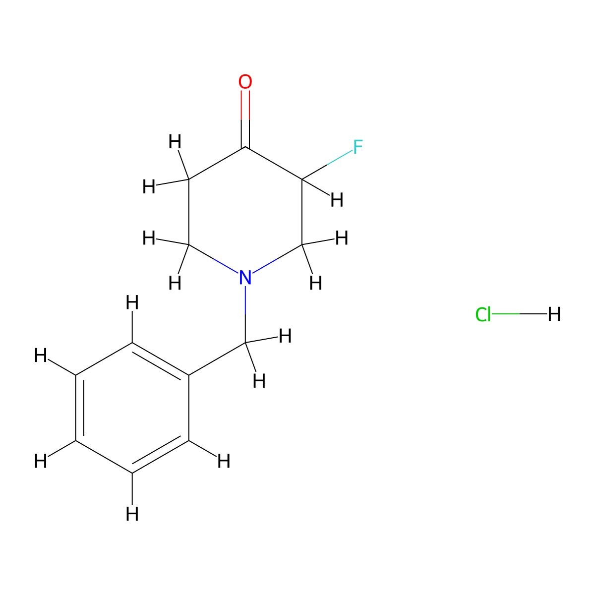 1-Benzyl-3-fluoropiperidin-4-one hydrochloride molecular structure, CAS 1864064-45-8