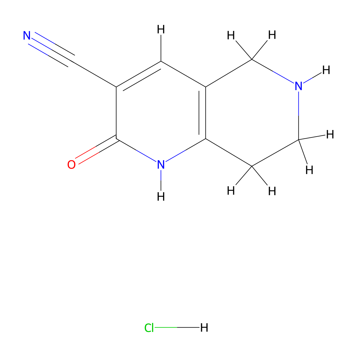 2-Oxo-1,2,5,6,7,8-hexahydro-1,6-naphthyridine-3-carbonitrile hydrochloride molecular structure, CAS 1864064-57-2