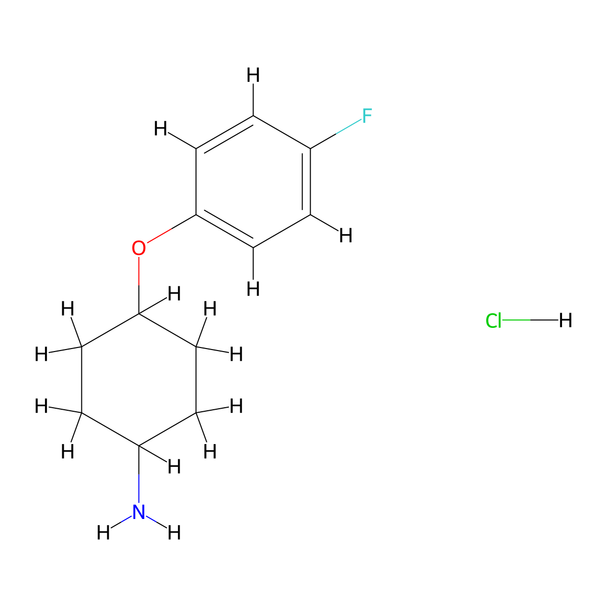 4-(4-Fluorophenoxy)cyclohexan-1-amine hydrochloride molecular structure, CAS 1864064-78-7