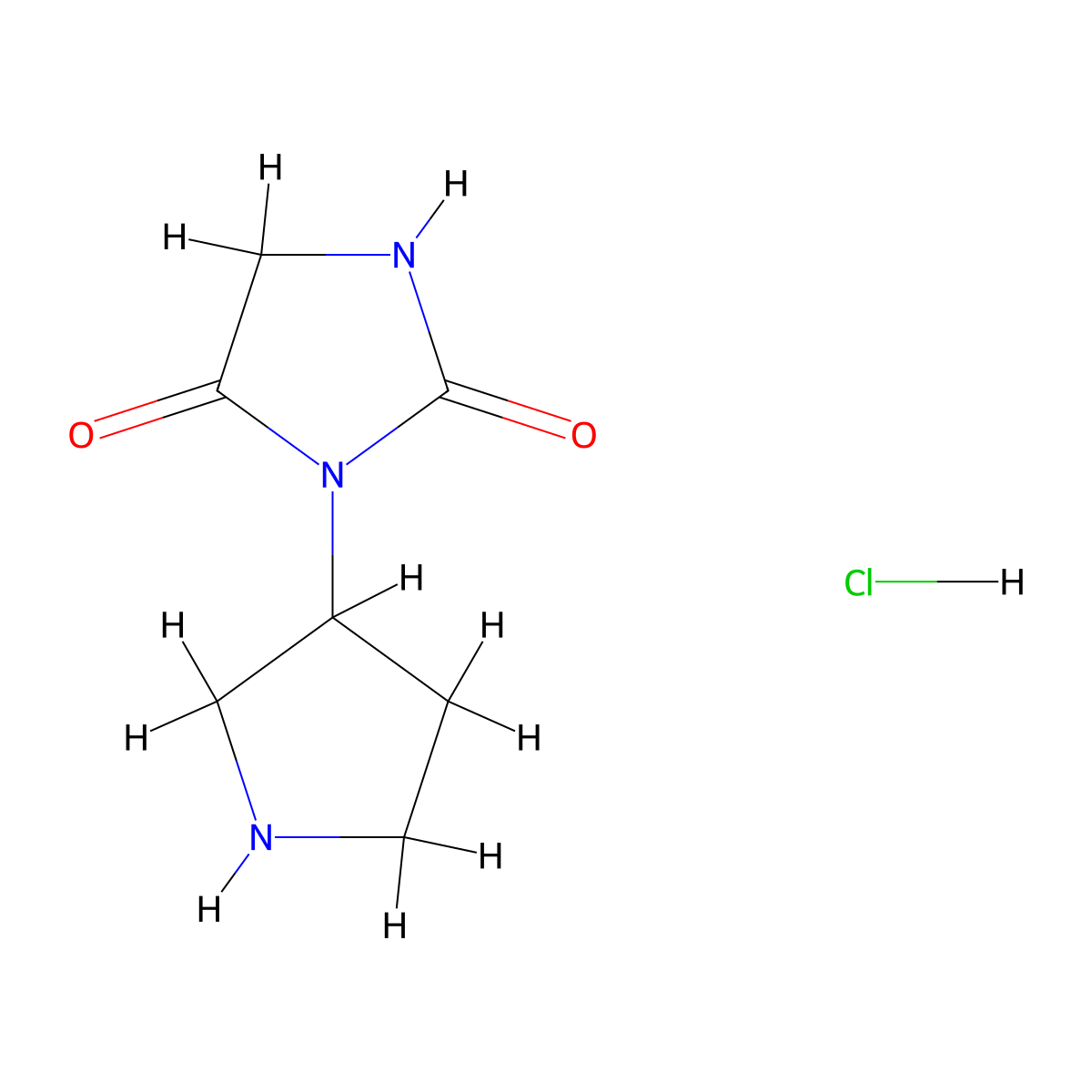 3-(Pyrrolidin-3-yl)imidazolidine-2,4-dione hydrochloride molecular structure, CAS 1864064-81-2