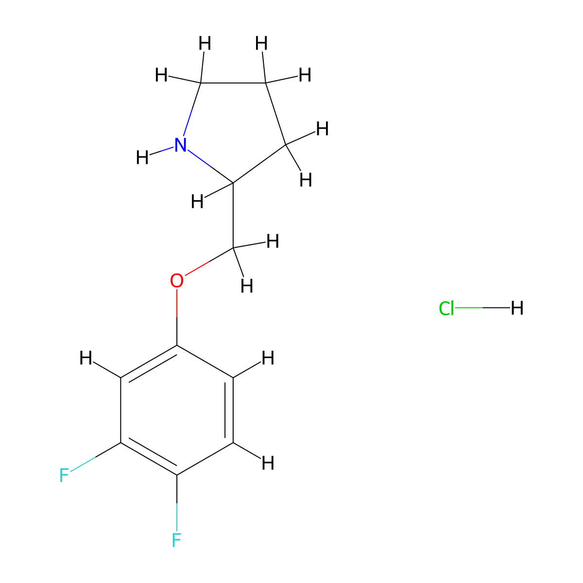 2-((3,4-Difluorophenoxy)methyl)pyrrolidine hydrochloride molecular structure, CAS 1864064-90-3