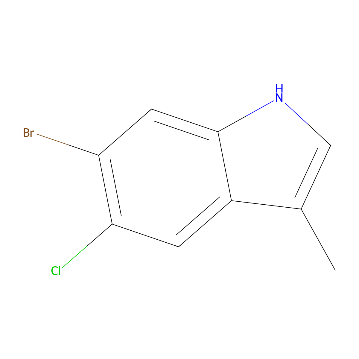 6-Bromo-5-chloro-3-methyl-1H-indole molecular structure, CAS 1864072-31-0