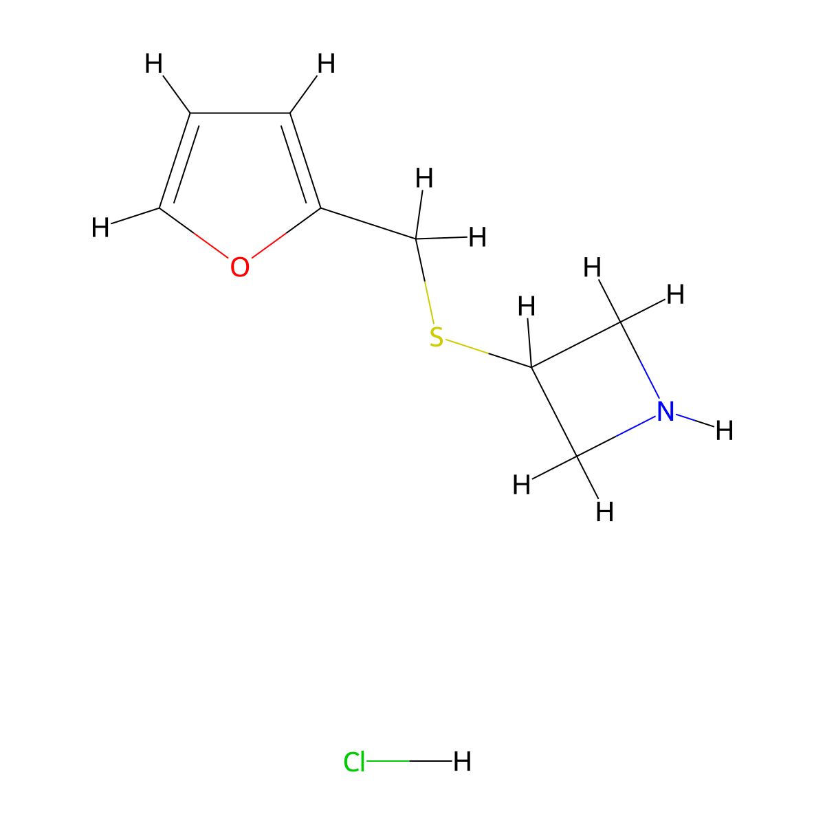 3-[(Furan-2-ylmethyl)sulfanyl]azetidine hydrochloride molecular structure, CAS 1864072-43-4