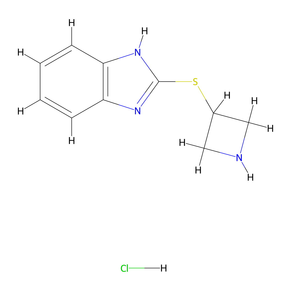 2-(azetidin-3-ylsulfanyl)-1H-1,3-benzodiazole hydrochloride molecular structure, CAS 1864072-65-0