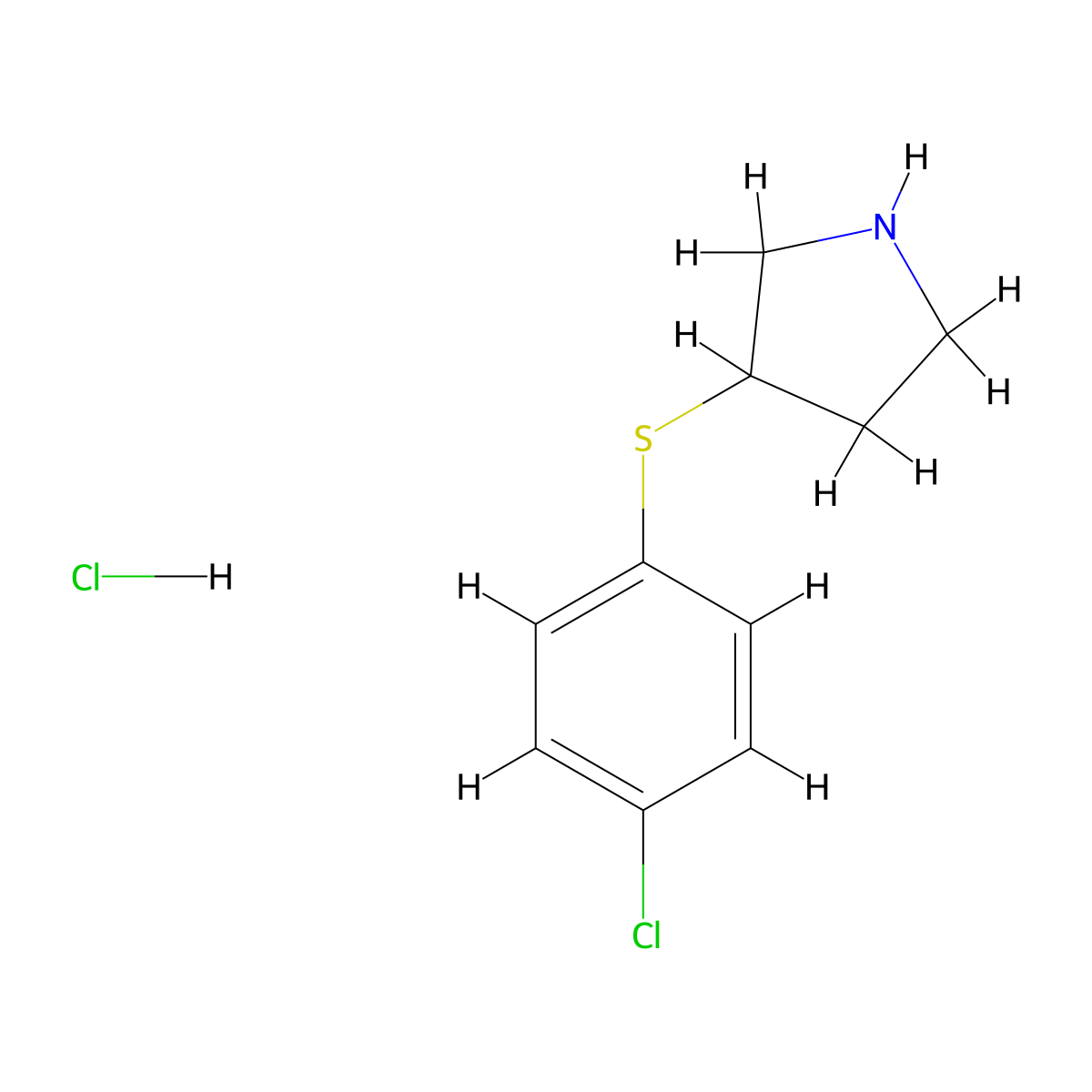 3-[(4-Chlorophenyl)sulfanyl]pyrrolidine hydrochloride molecular structure, CAS 1864072-81-0