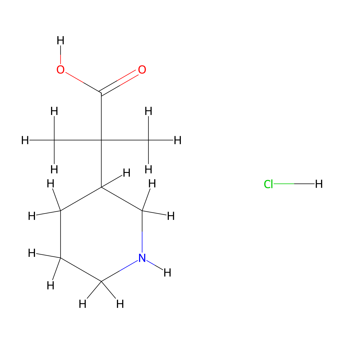 2-Methyl-2-(piperidin-3-yl)propanoic acid hydrochloride molecular structure, CAS 1864072-88-7