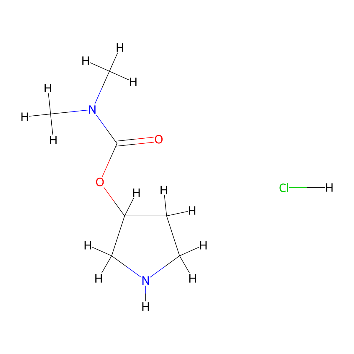pyrrolidin-3-yl N,N-dimethylcarbamate hydrochloride molecular structure, CAS 1864072-96-7
