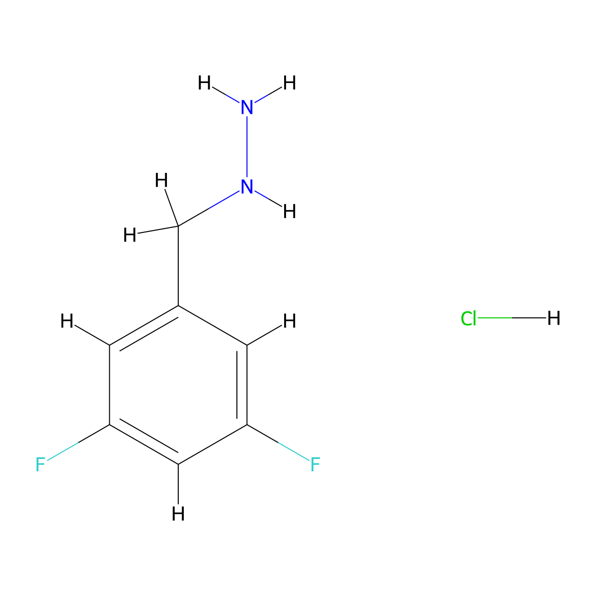 (3,5-Difluorobenzyl)hydrazine hydrochloride molecular structure, CAS 1864073-05-1