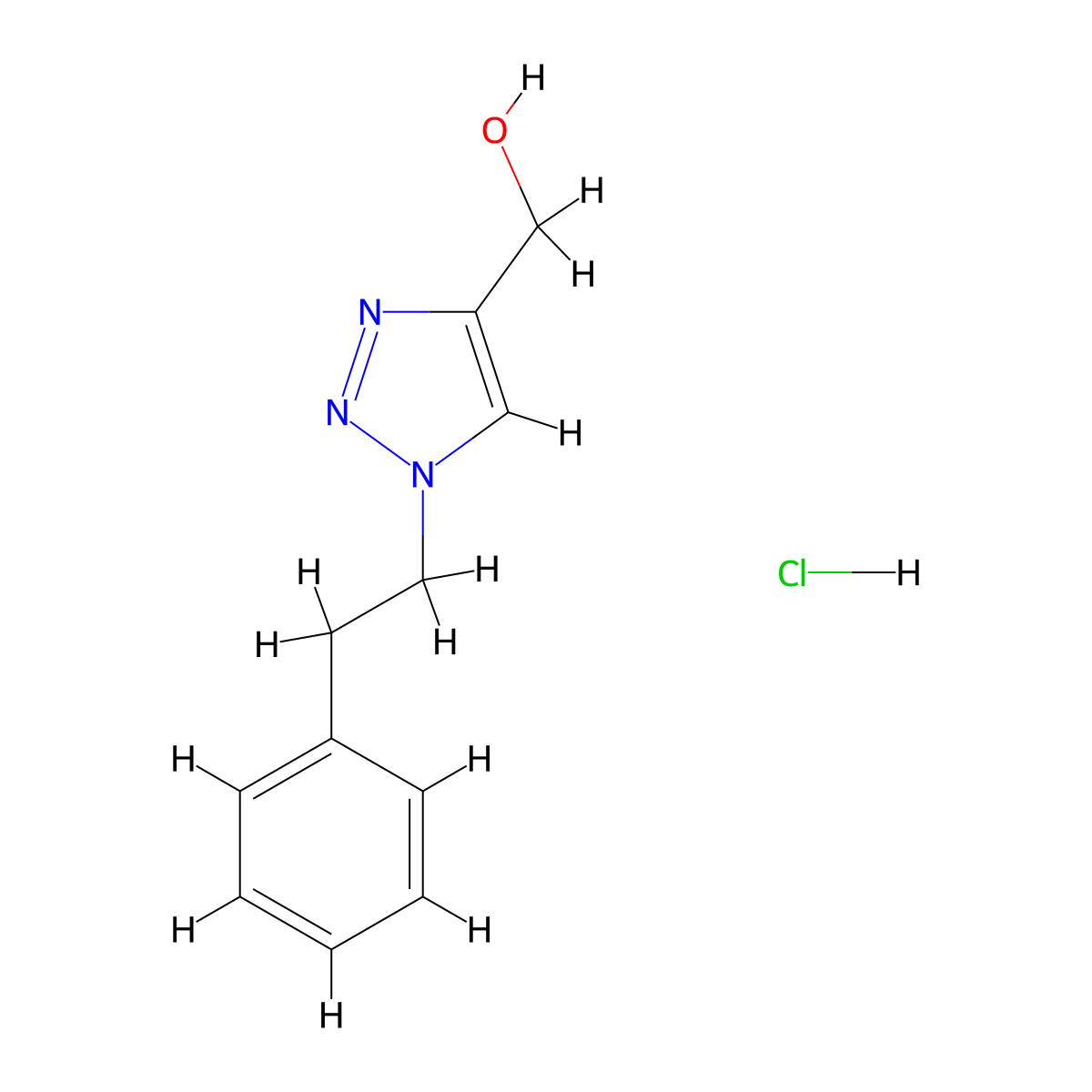 [1-(2-phenylethyl)-1H-1,2,3-triazol-4-yl]methanol hydrochloride molecular structure, CAS 1864073-20-0