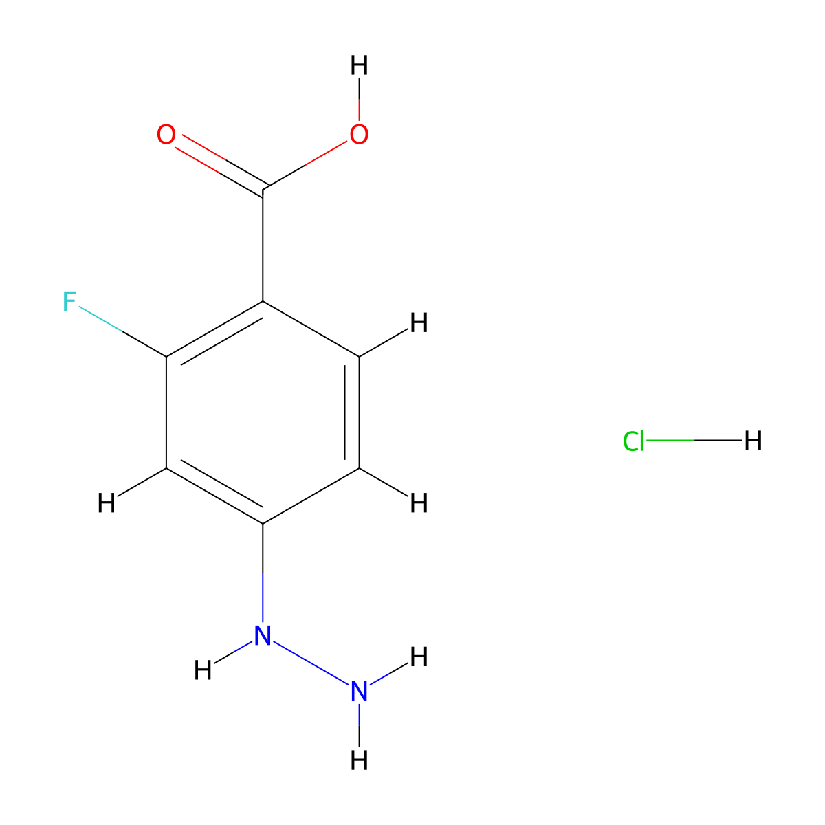 2-Fluoro-4-hydrazinylbenzoic acid hydrochloride molecular structure, CAS 1864073-36-8