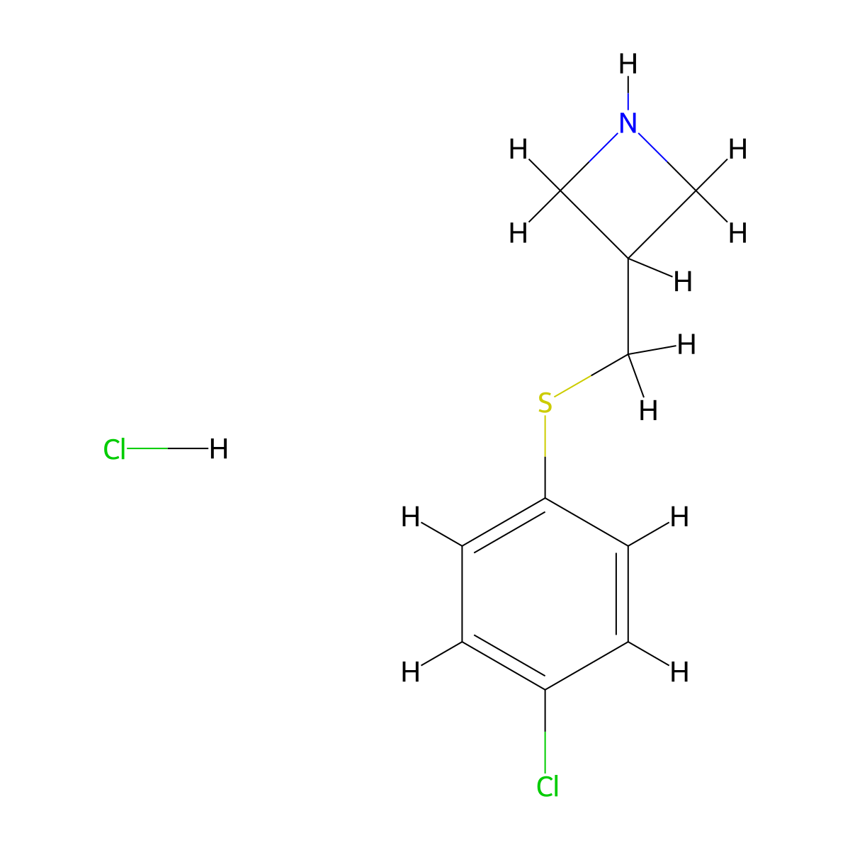 3-(((4-Chlorophenyl)thio)methyl)azetidine hydrochloride molecular structure, CAS 1864073-82-4