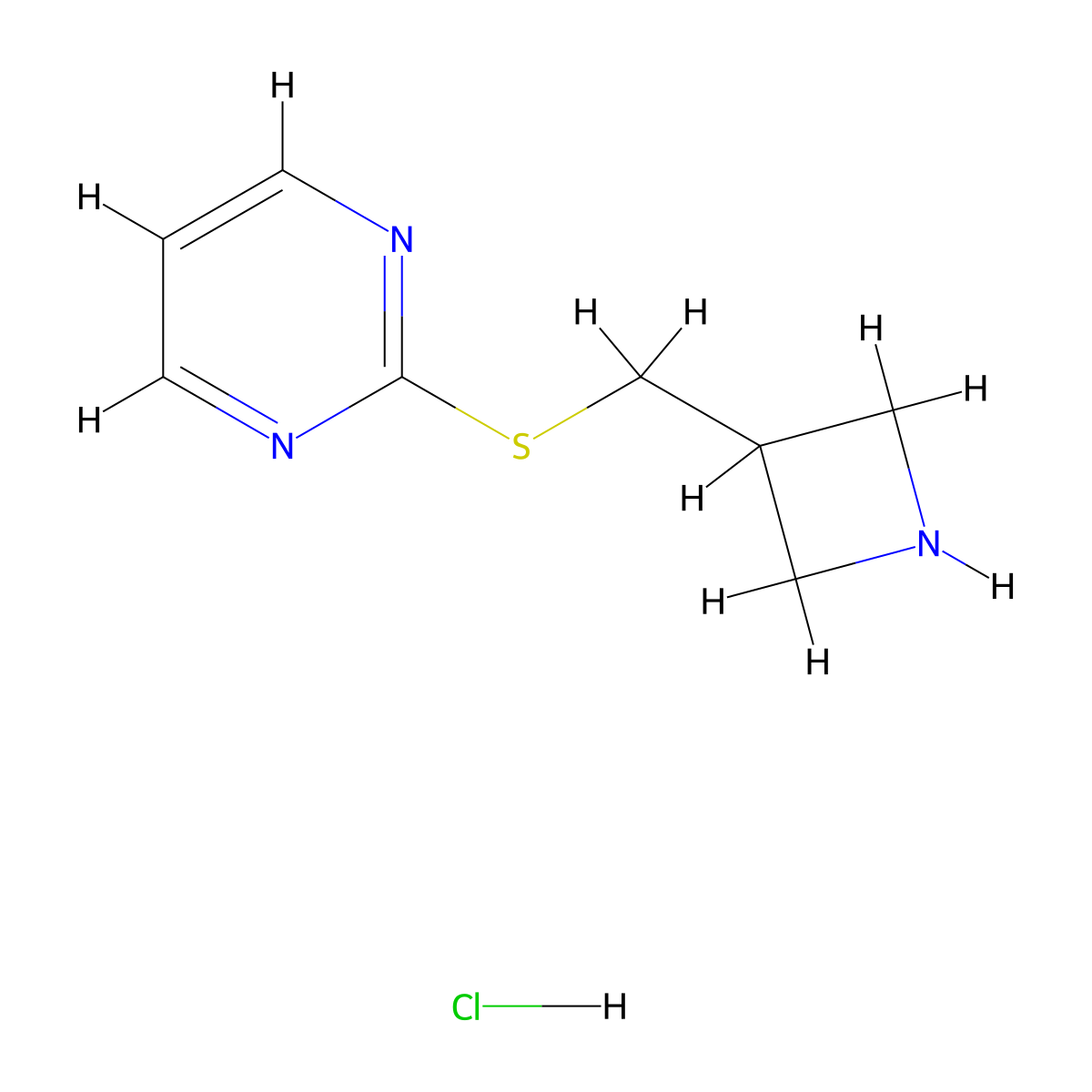 2-((Azetidin-3-ylmethyl)thio)pyrimidine hydrochloride molecular structure, CAS 1864073-84-6