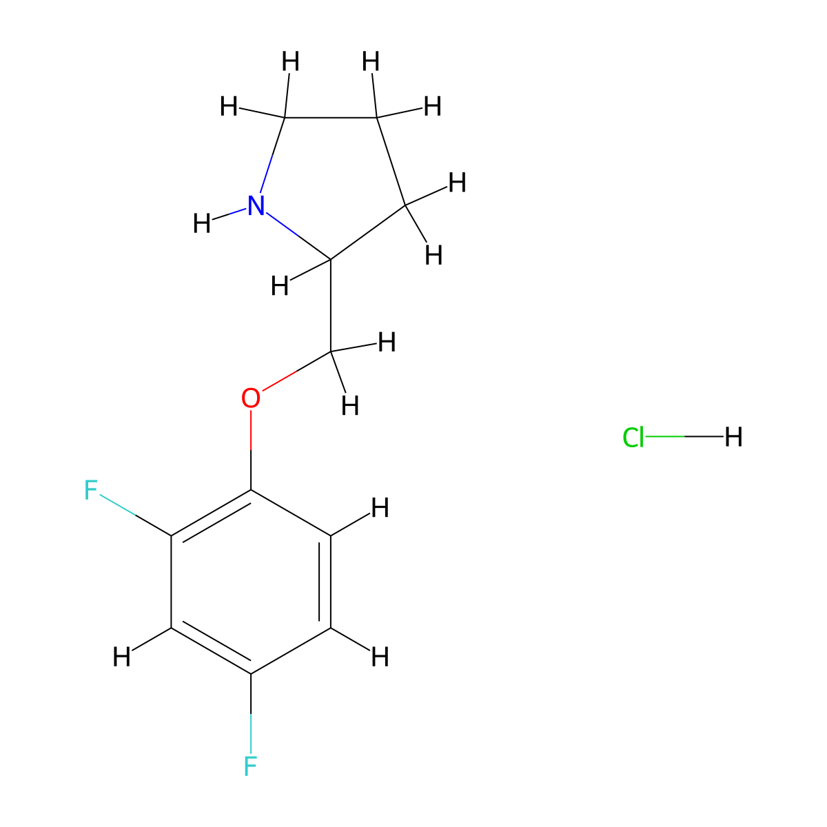 2-((2,4-Difluorophenoxy)methyl)pyrrolidine hydrochloride molecular structure, CAS 1864073-90-4