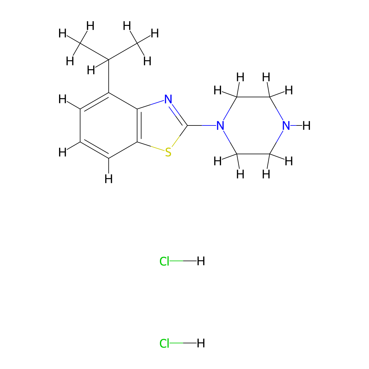 4-Isopropyl-2-piperazin-1-yl-1,3-benzothiazole dihydrochloride molecular structure, CAS 1864073-93-7