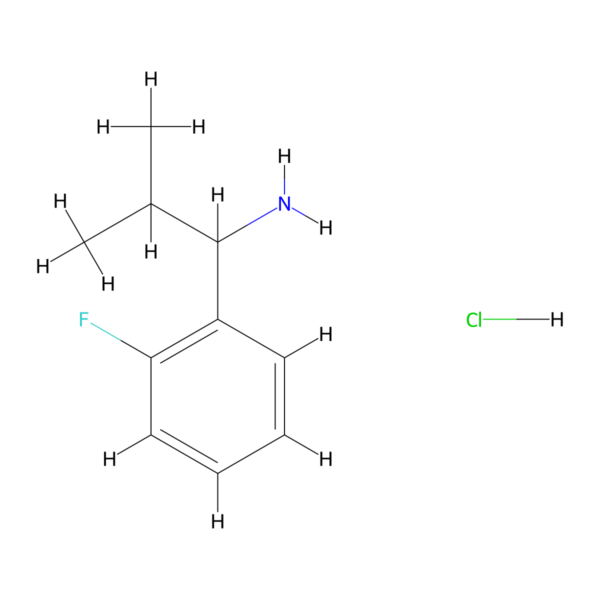 1-(2-Fluorophenyl)-2-methylpropan-1-amine hydrochloride molecular structure, CAS 1864074-71-4