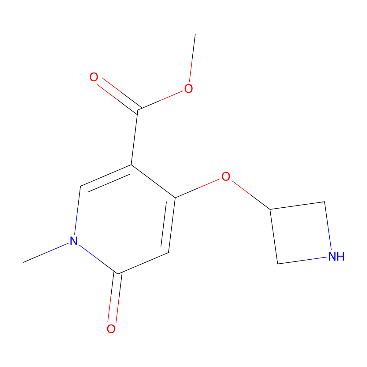 Methyl 4-(azetidin-3-yloxy)-1-methyl-6-oxo-1,6-dihydropyridine-3-carboxylate molecular structure, CAS 1864074-78-1