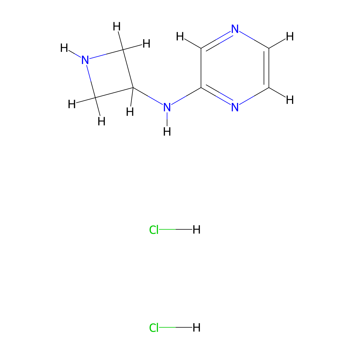N-(azetidin-3-yl)pyrazin-2-amine dihydrochloride molecular structure, CAS 1864074-90-7