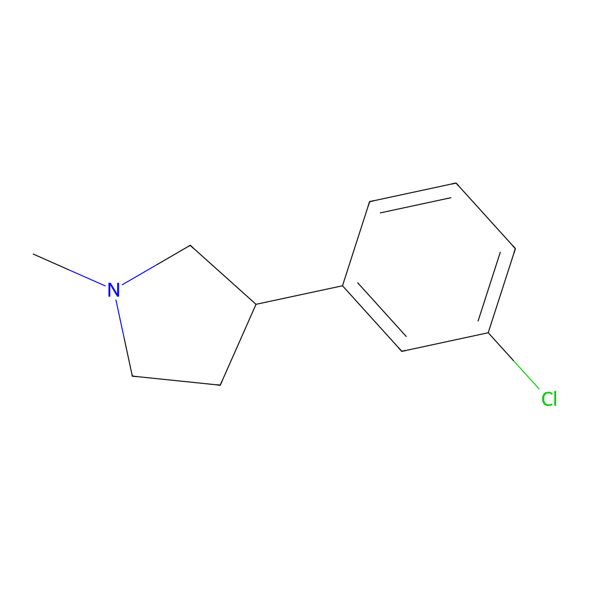 3-(3-Chlorophenyl)-1-methylpyrrolidine molecular structure, CAS 1864095-54-4