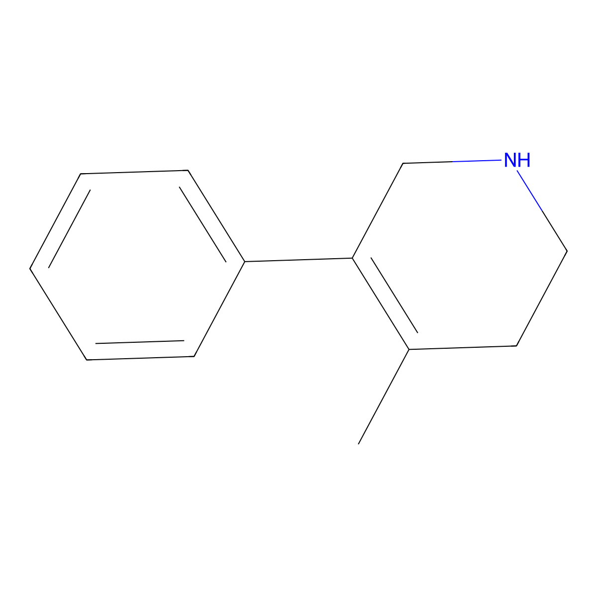 4-Methyl-5-phenyl-1,2,3,6-tetrahydropyridine molecular structure, CAS 1864098-81-6