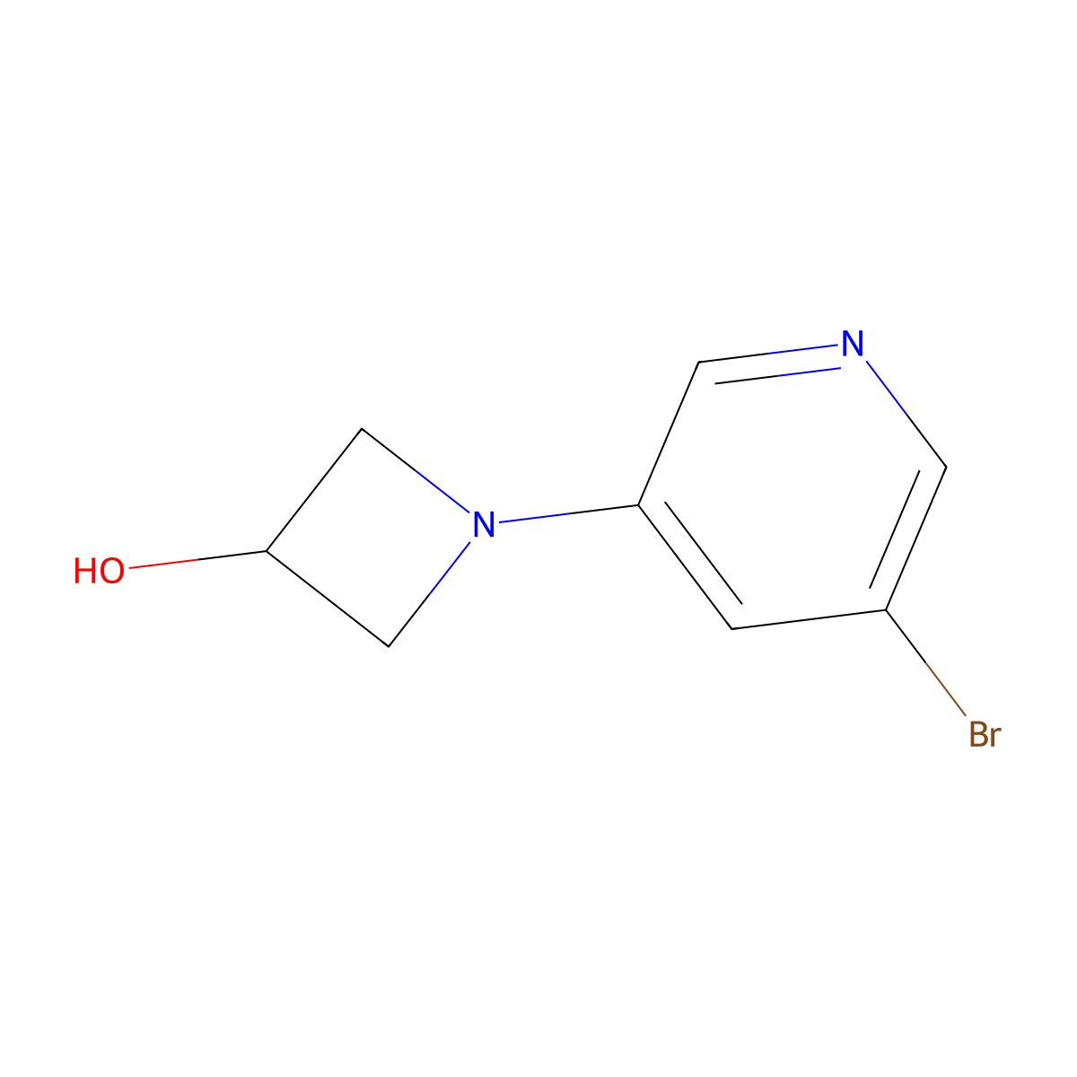 1-(5-Bromopyridin-3-yl)azetidin-3-ol molecular structure, CAS 1864111-71-6