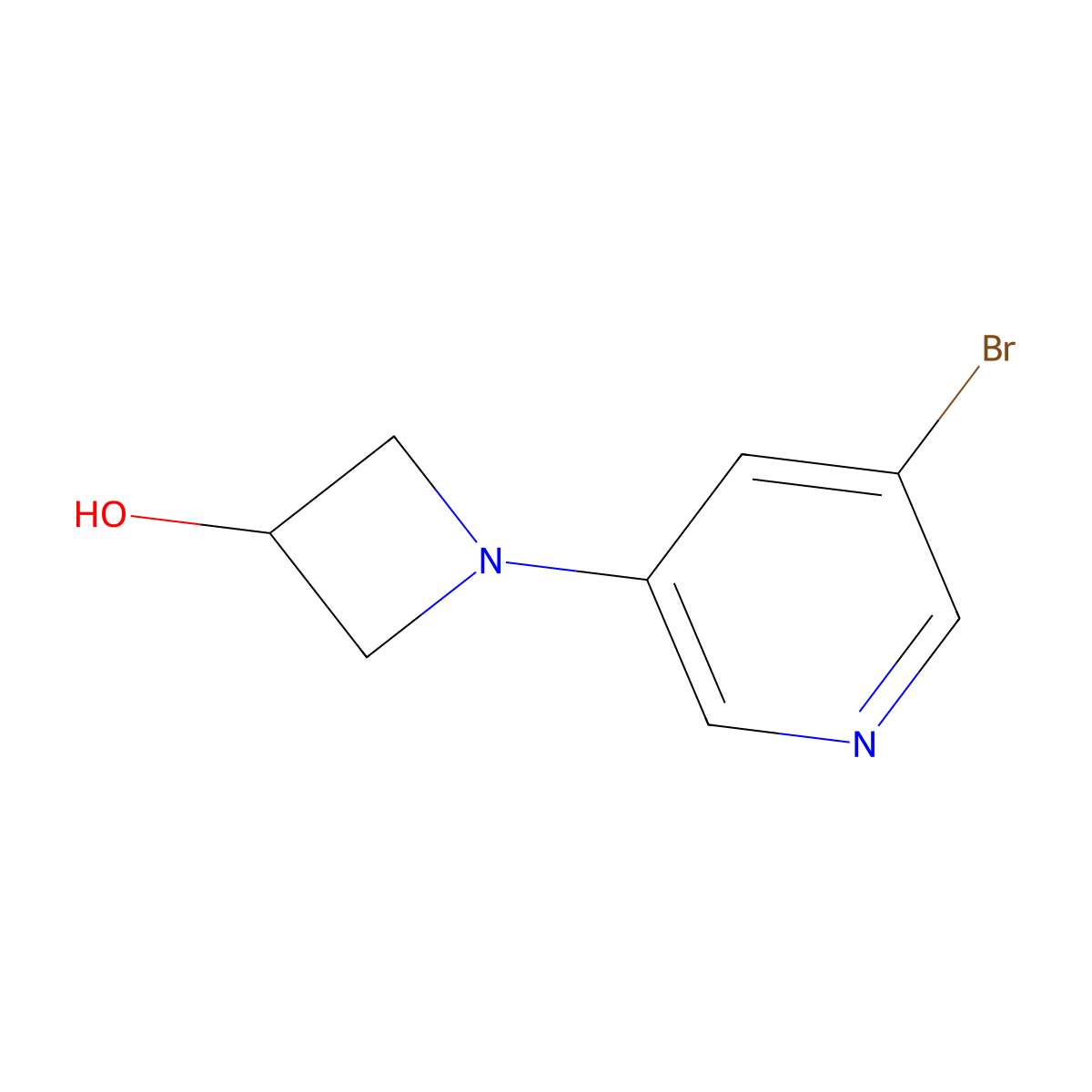 1-(5-Bromopyridin-3-yl)azetidin-3-ol molecular structure, CAS 1864111-71-6