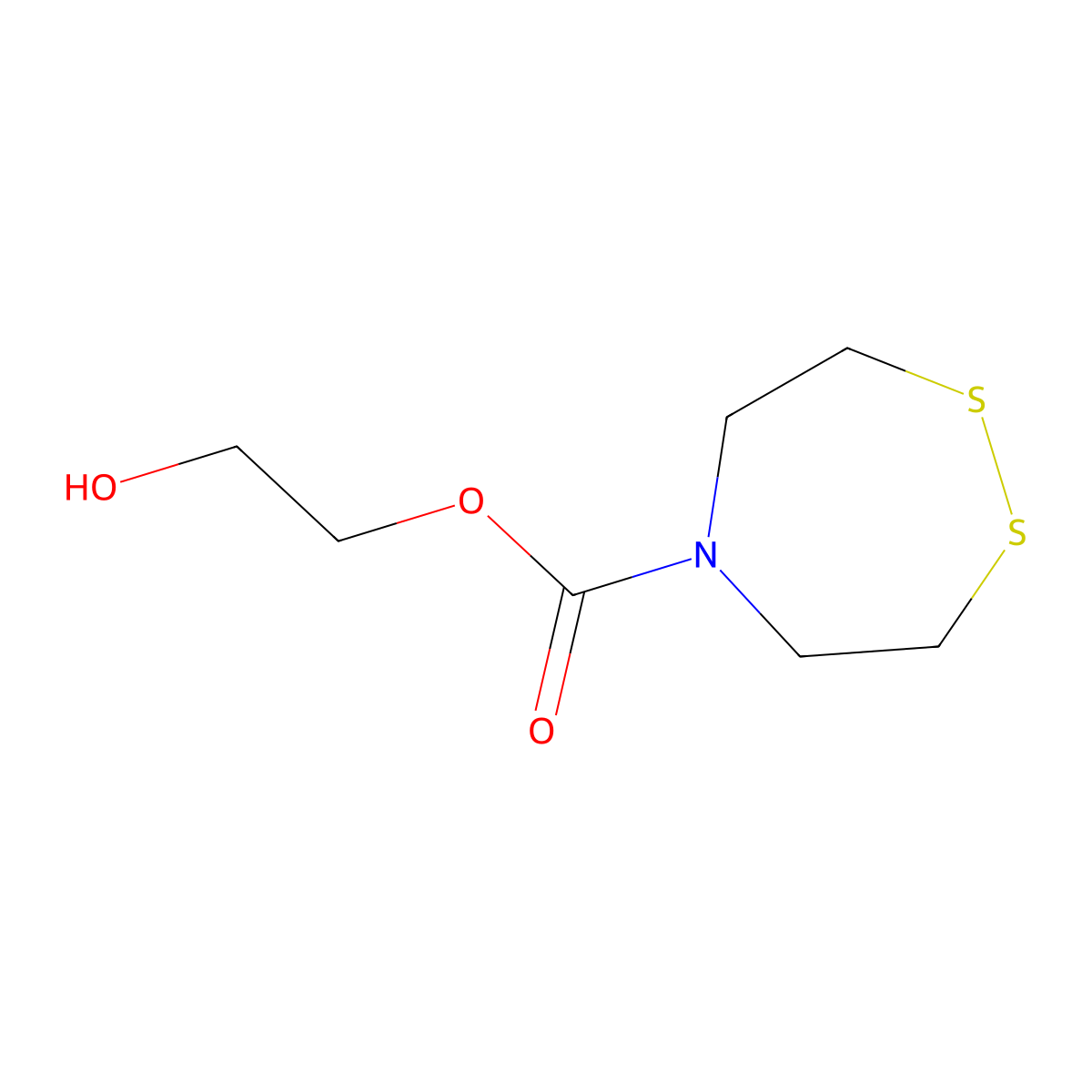 2-Hydroxyethyl 1,2,5-dithiazepane-5-carboxylate molecular structure, CAS 1864115-32-1