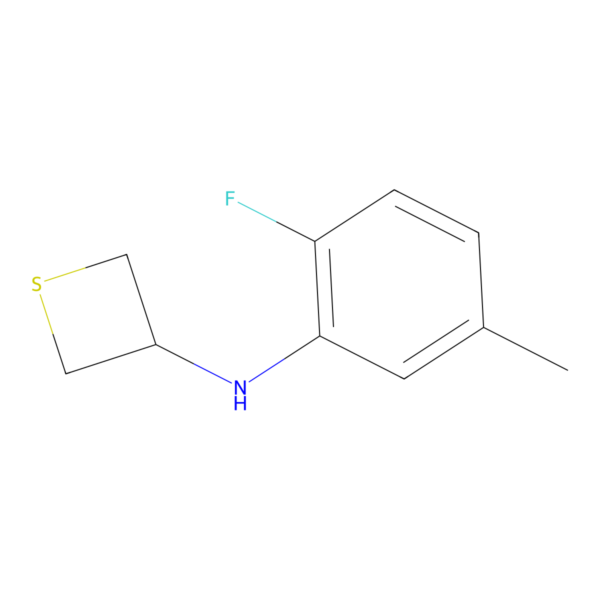 N-(2-Fluoro-5-methylphenyl)thietan-3-amine molecular structure, CAS 1864122-79-1