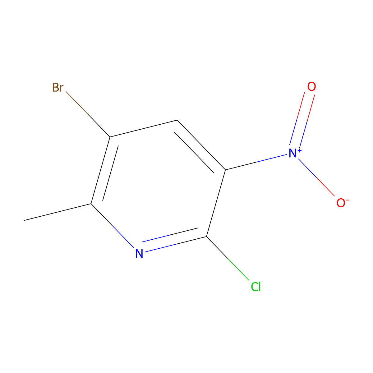 3-Bromo-6-chloro-2-methyl-5-nitropyridine molecular structure, CAS 186413-75-2