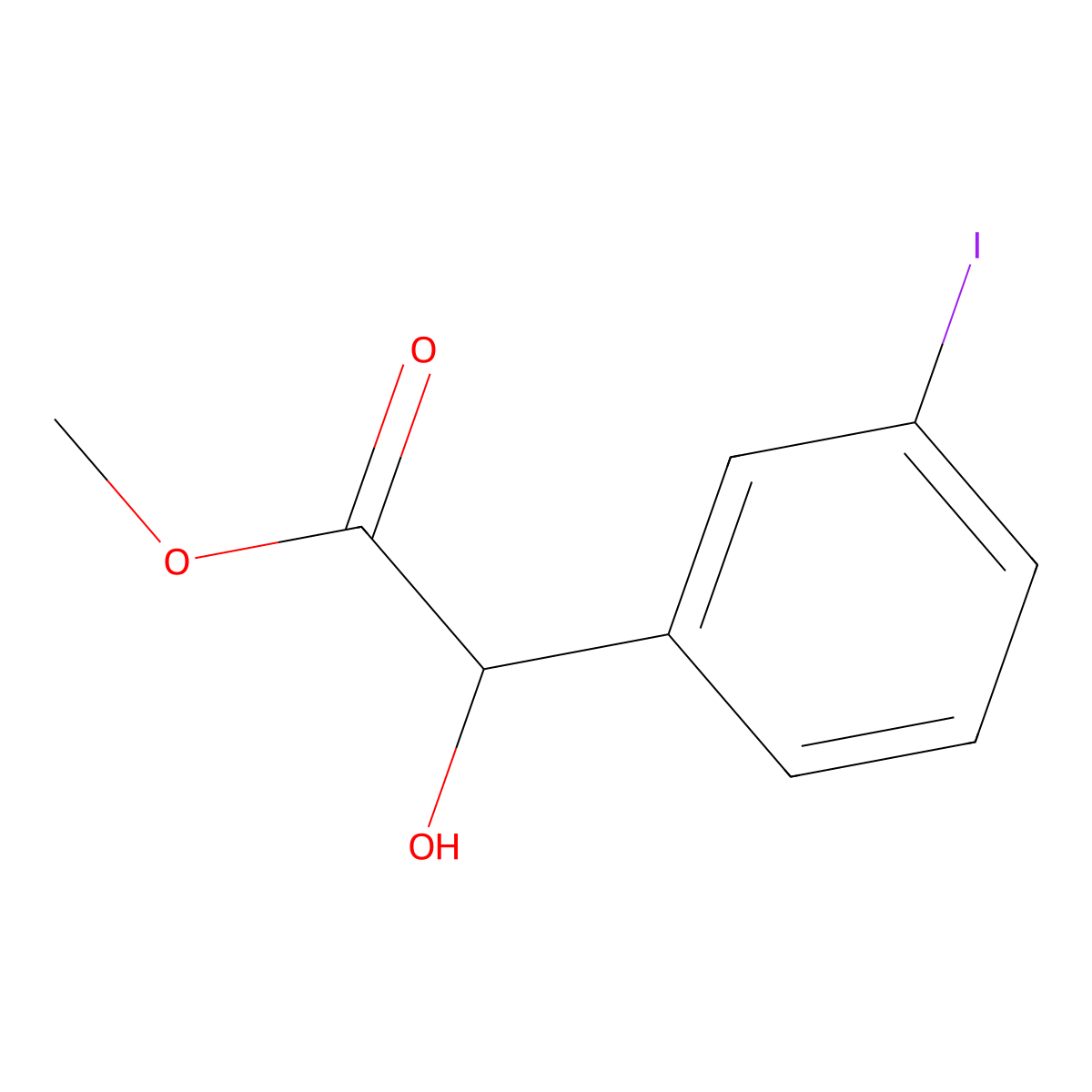 Methyl 2-hydroxy-2-(3-iodophenyl)acetate molecular structure, CAS 1864147-09-0