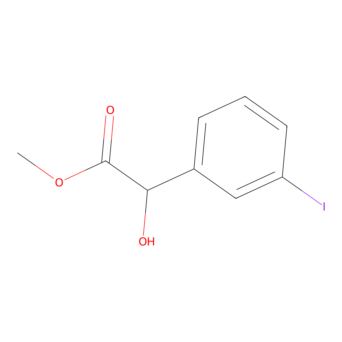 Methyl 2-hydroxy-2-(3-iodophenyl)acetate molecular structure, CAS 1864147-09-0