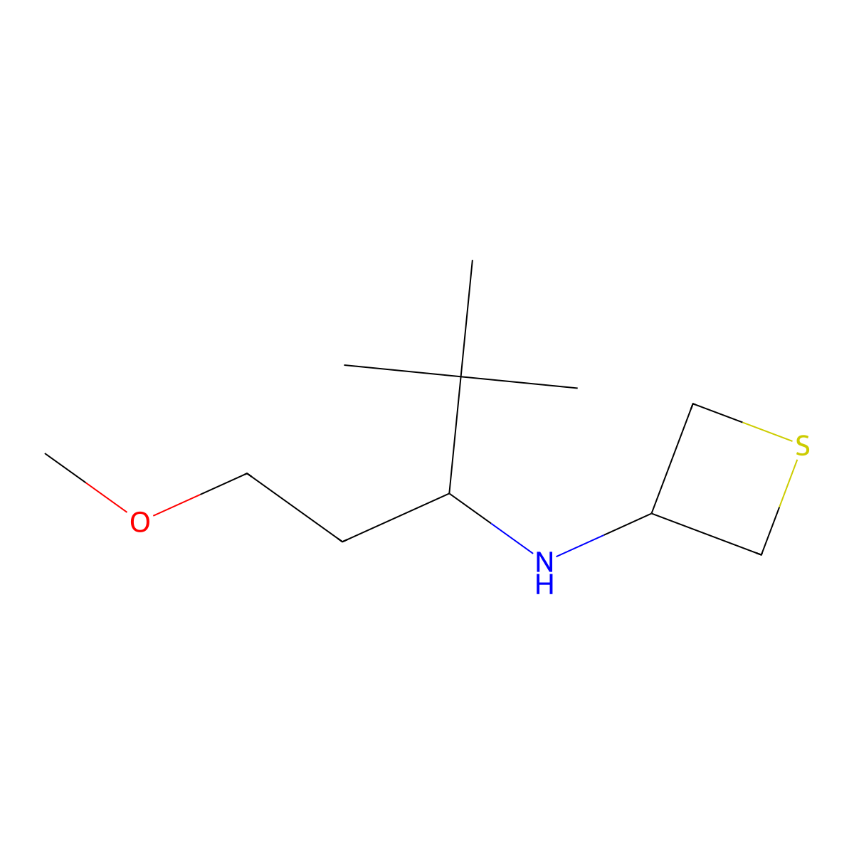 N-(1-Methoxy-4,4-dimethylpentan-3-yl)thietan-3-amine molecular structure, CAS 1864171-07-2