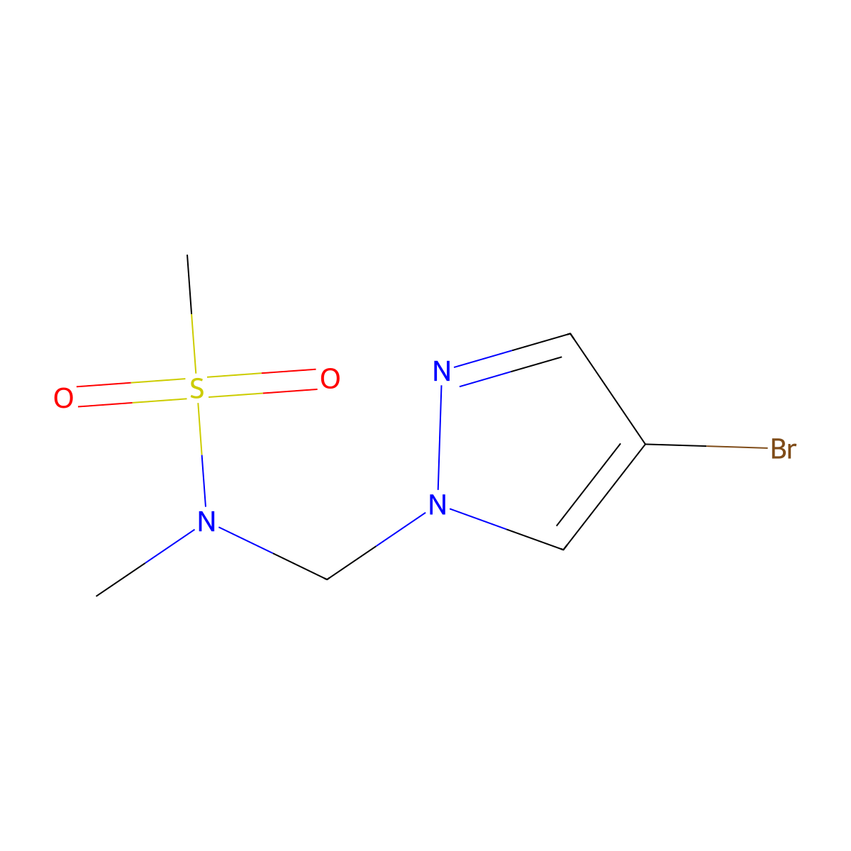 N-((4-bromo-1H-pyrazol-1-yl)methyl)-N-methylmethanesulfonamide molecular structure, CAS 1864182-60-4