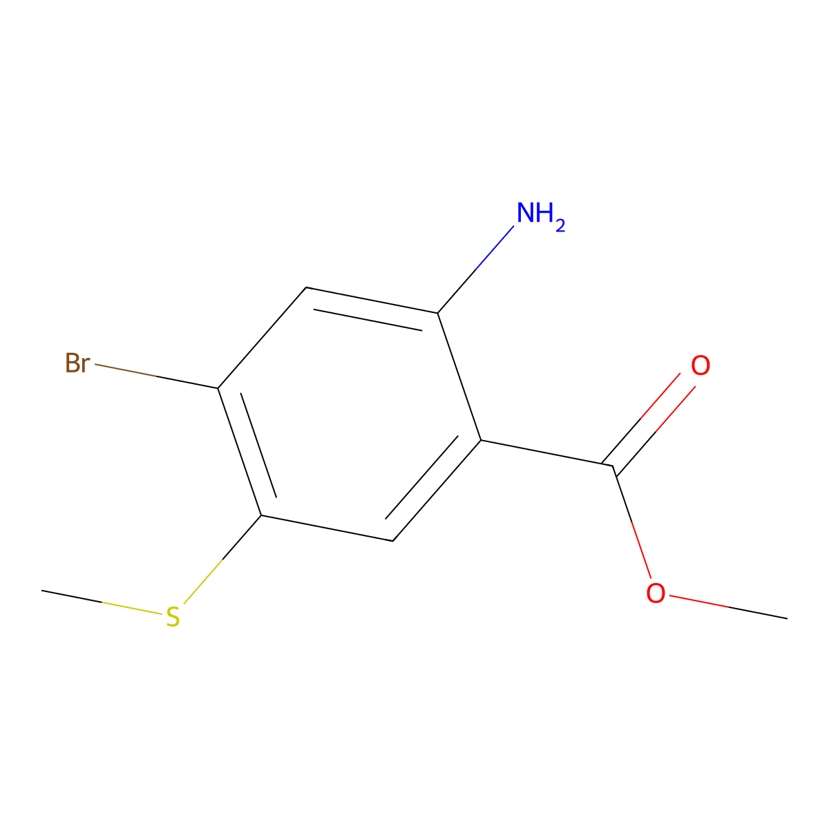 Methyl 2-amino-4-bromo-5-(methylsulfanyl)benzoate molecular structure, CAS 1864192-83-5