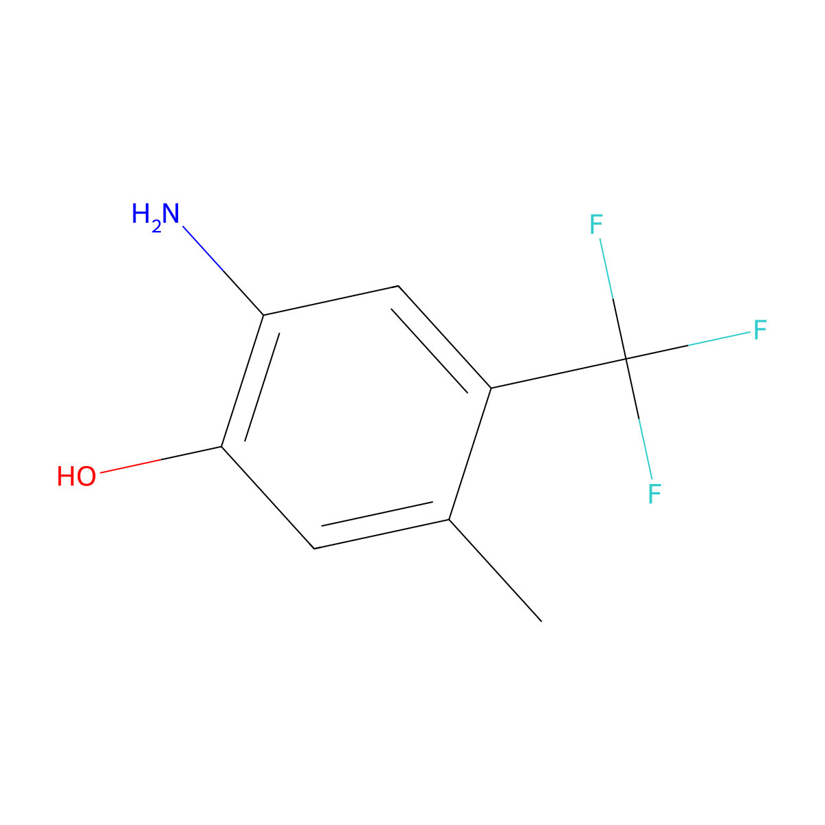 2-Amino-5-methyl-4-(trifluoromethyl)phenol molecular structure, CAS 1864195-18-5