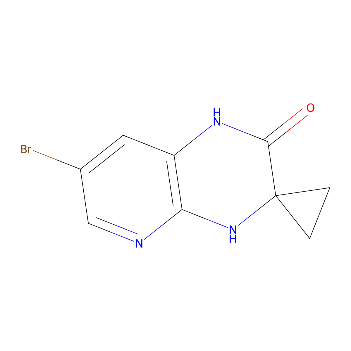 7'-bromo-1',4'-dihydro-2'H-spiro[cyclopropane-1,3'-pyrido[2,3-b]pyrazin]-2'-one molecular structure, CAS 1864202-29-8