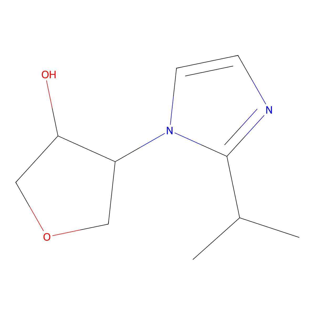 4-[2-(propan-2-yl)-1H-imidazol-1-yl]oxolan-3-ol molecular structure, CAS 1864208-09-2