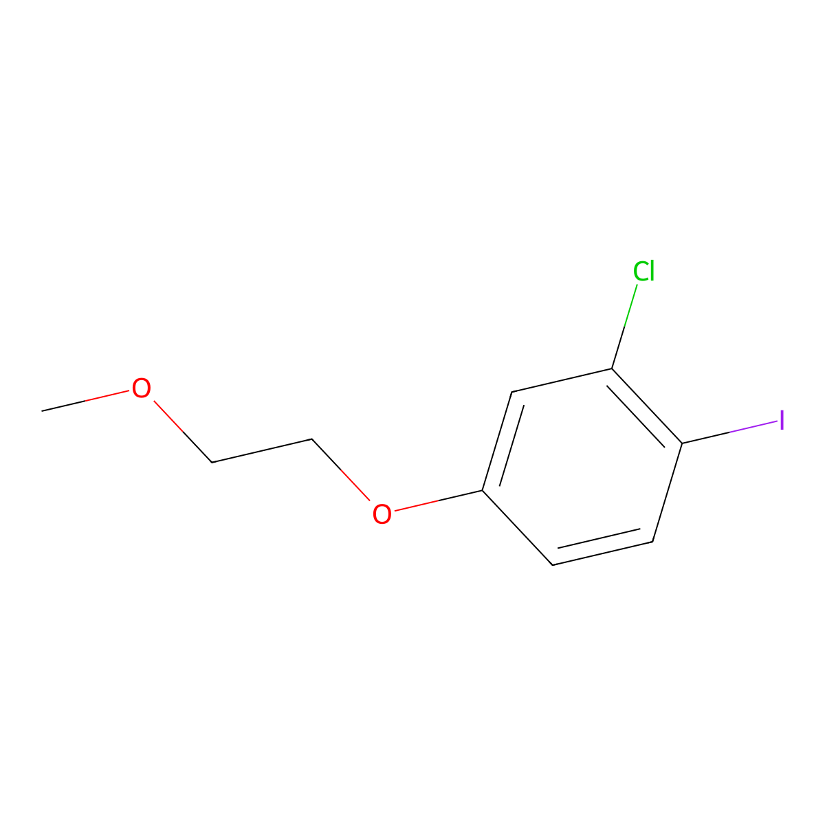 2-Chloro-1-iodo-4-(2-methoxyethoxy)benzene molecular structure, CAS 1864214-01-6