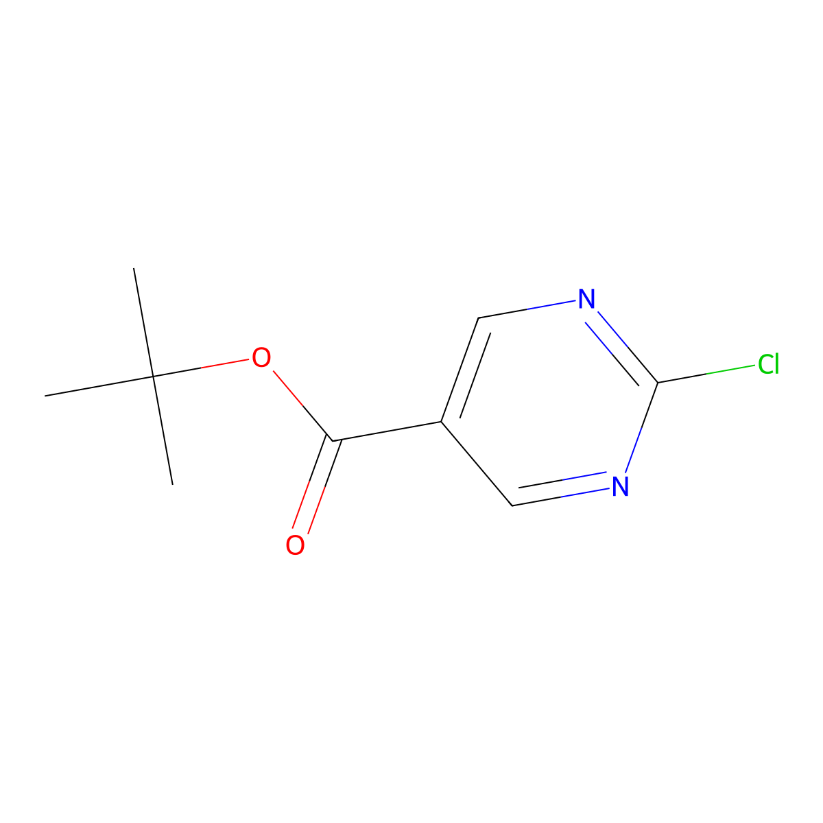 Tert-butyl 2-chloropyrimidine-5-carboxylate molecular structure, CAS 1864223-07-3