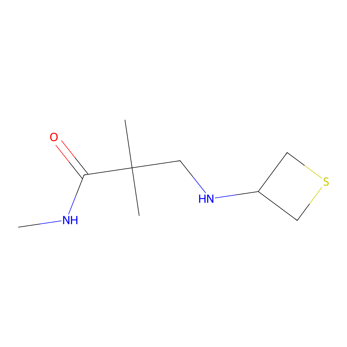 N,2,2-Trimethyl-3-(thietan-3-ylamino)propanamide molecular structure, CAS 1864223-82-4