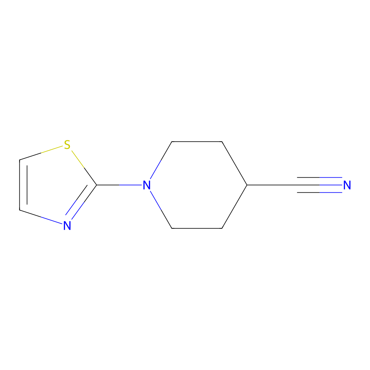 1-(Thiazol-2-yl)piperidine-4-carbonitrile molecular structure, CAS 1864226-24-3